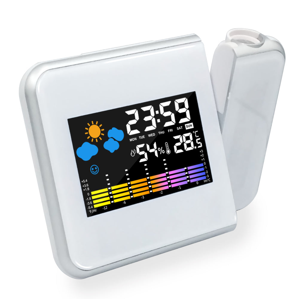 Reloj despertador digital con proyección y clima interior