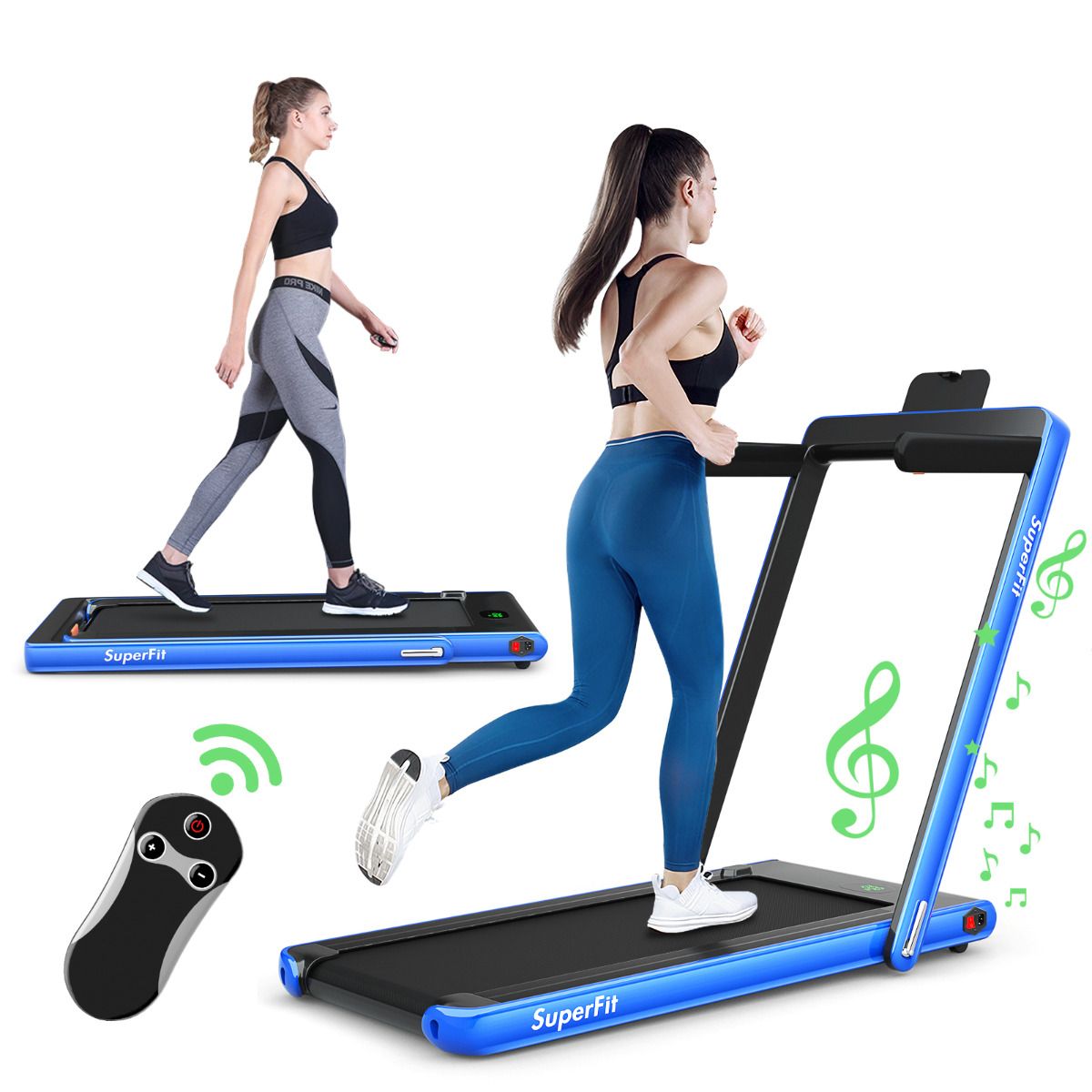 Cinta de correr 2 en 1 con fitness inteligente y app control para casa