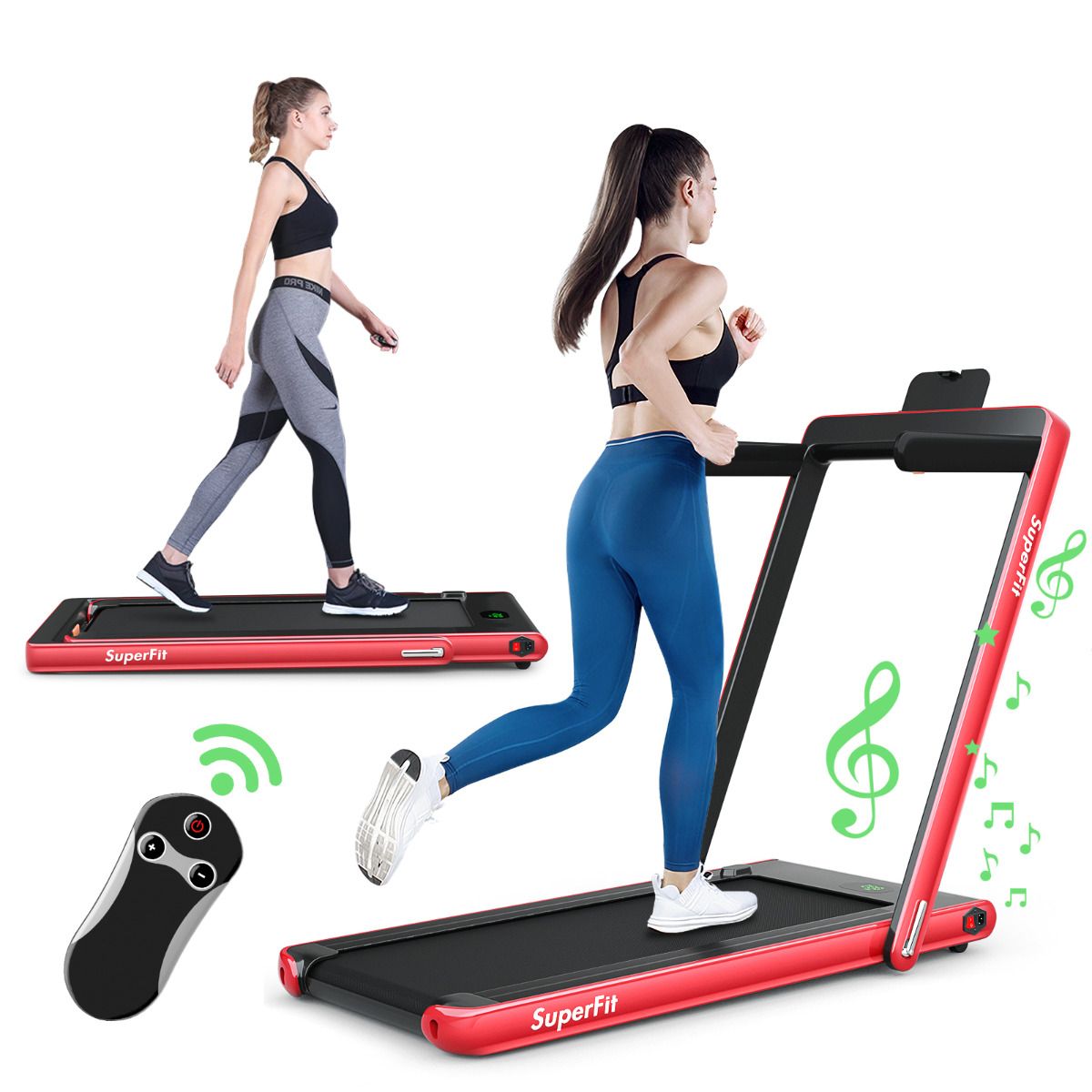 Cinta de correr 2 en 1 con fitness inteligente y app control para casa