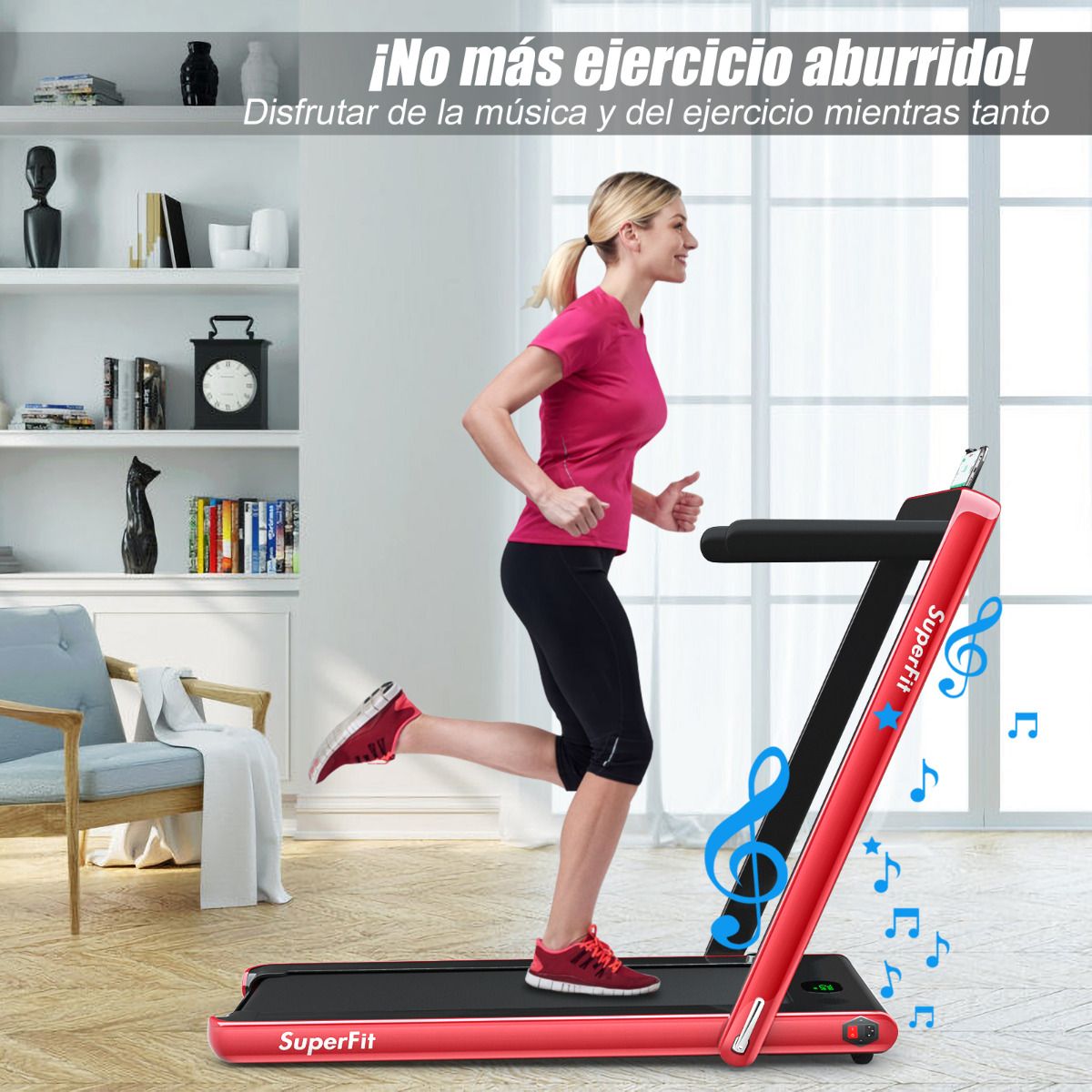 Cinta de correr 2 en 1 con fitness inteligente y app control para casa