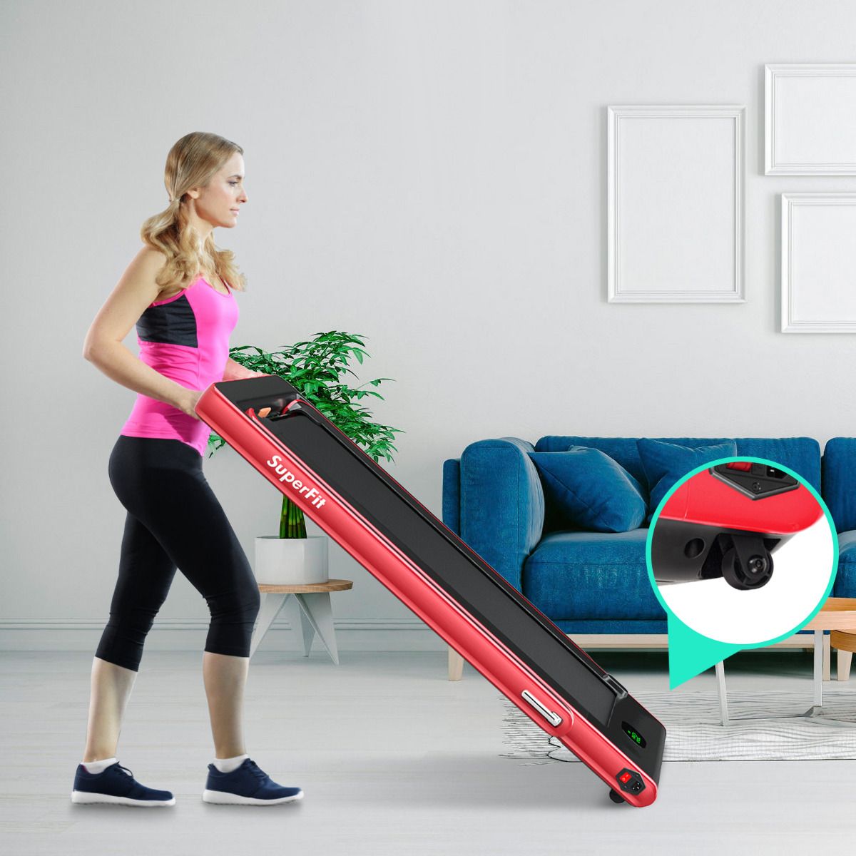 Cinta de correr 2 en 1 con fitness inteligente y app control para casa