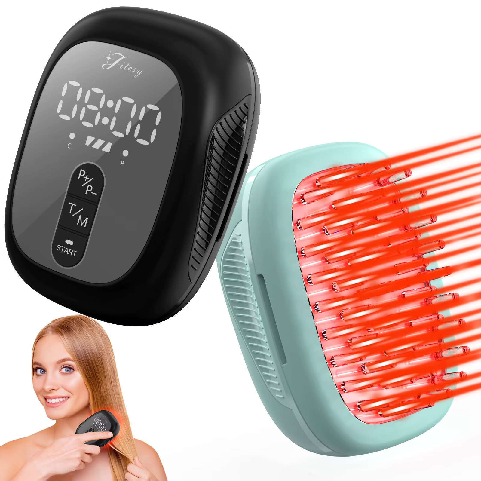 Hair regrowth comb with infrared and vibration massage