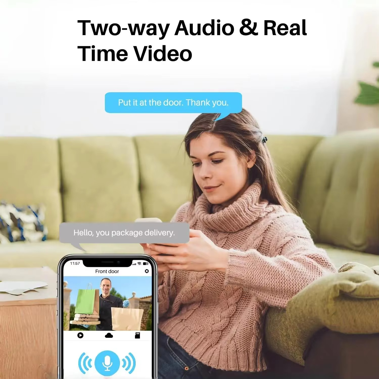 Timbre inteligente WiFi con videoportero visual a color