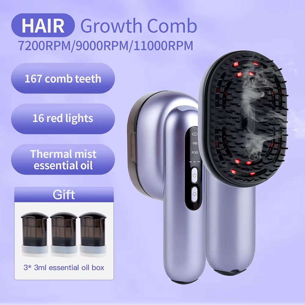 Red-light hair care comb for scalp massage